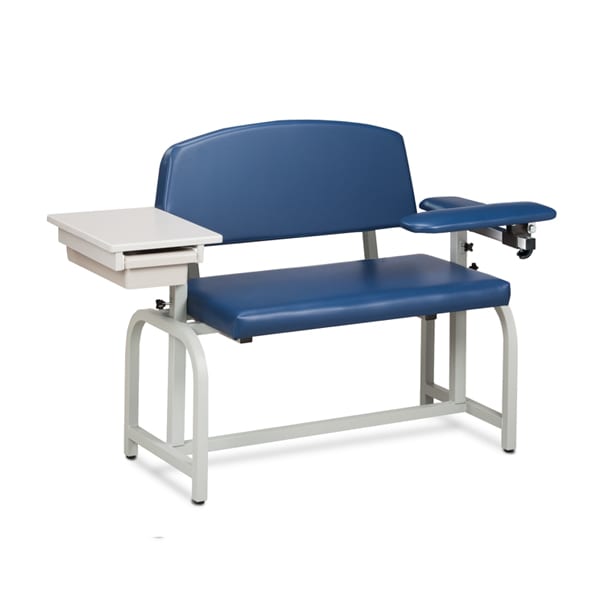 Clinton Extra-Wide, Blood Chair w/ Padded Flip Arm & Drawer, Warm Gray 66002-3WG